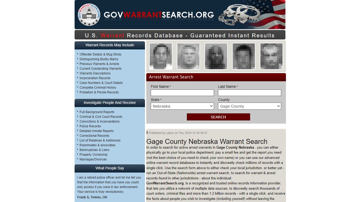 Gage County Nebraska | Warrant Search